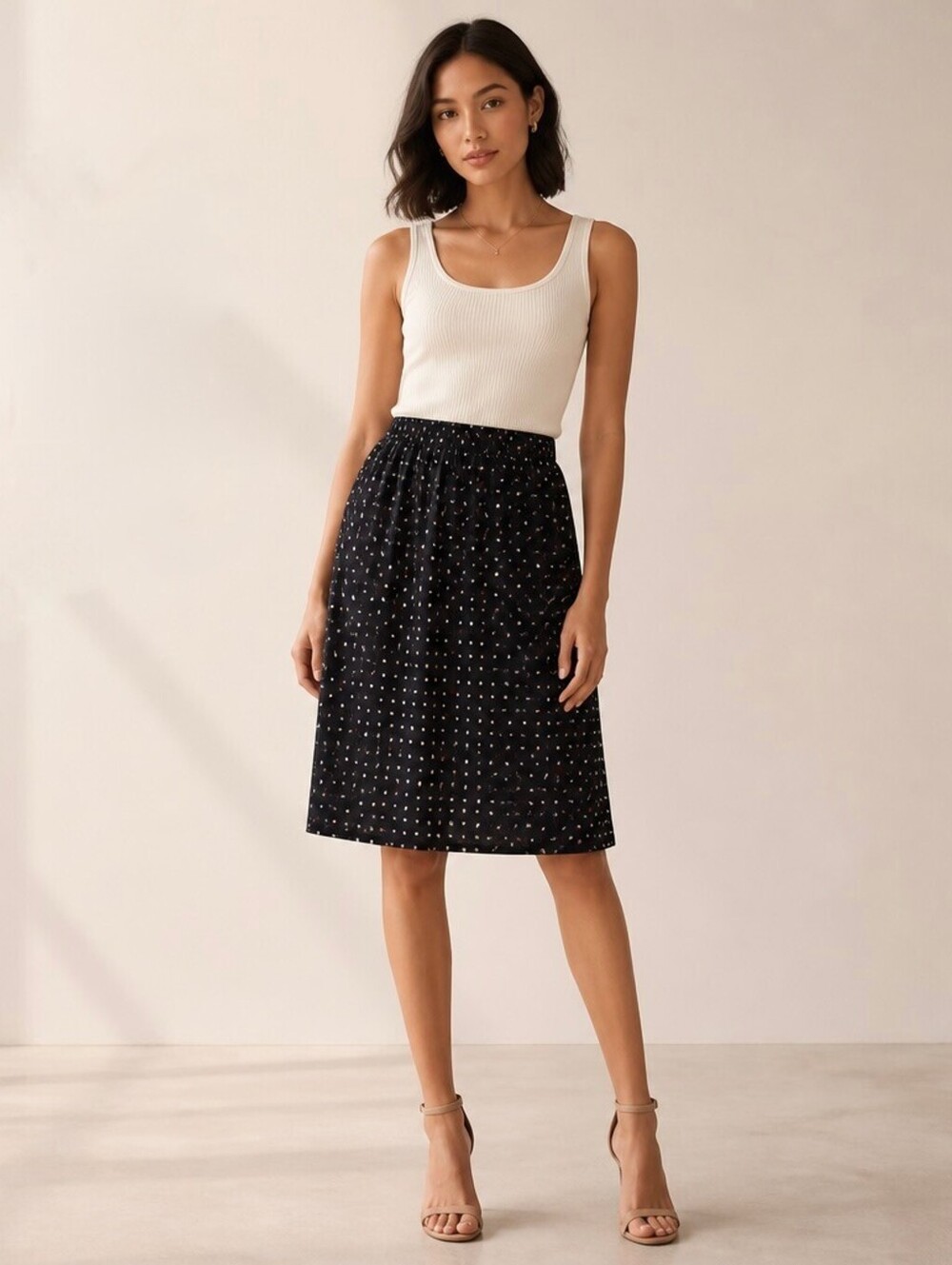 The Limited Vintage Polka Dot tulip floral skirt Size S